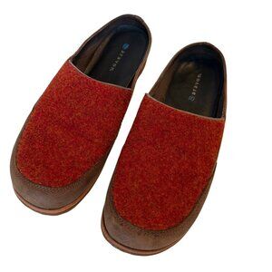 SIZE 10 Womens Chaco Quinn Wool Leather Clogs Mules Brick Red Orange Brown